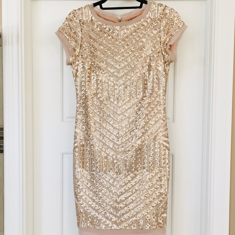 Vince Camuto Gold Sequin Evening Dress (Size 2)